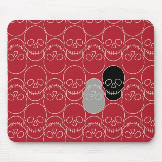 Schädel - Rot und Knochen weiß Mousepad (Vorne)