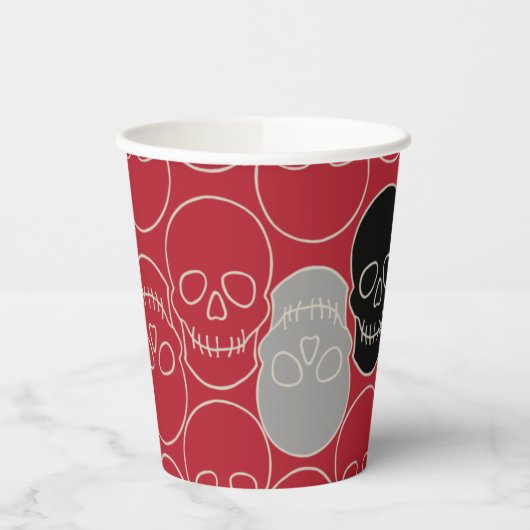 Schädel - Rot und Knochen weiß Pappbecher (Links)