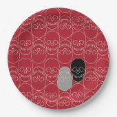 Schädel - Rot und Knochen weiß Pappteller (Vorderseite)