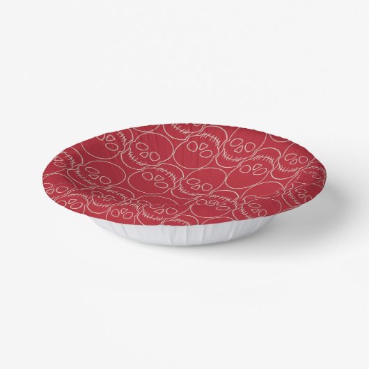 Schädel - Rot und Knochen weiß Pappteller (Gewinkelt)