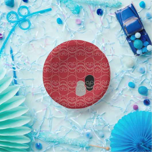 Schädel - Rot und Knochen weiß Pappteller (Party)