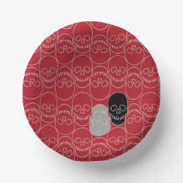 Schädel - Rot und Knochen weiß Pappteller