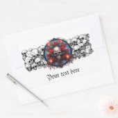 Schädel, Rote Rosen und Flammen piratgotisches Des Rechteckiger Aufkleber (Umschlag)