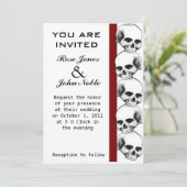 Schädel-(rote) Wedding Einladung (Stehend Vorderseite)