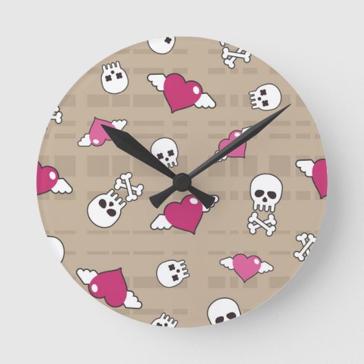 Schädel Runde Wanduhr (Vorderseite)