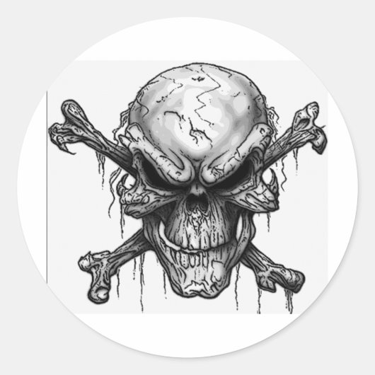 Schädel Runder Aufkleber (Vorderseite)