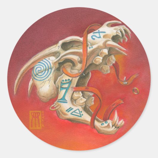 Schädel Runder Aufkleber (Vorderseite)