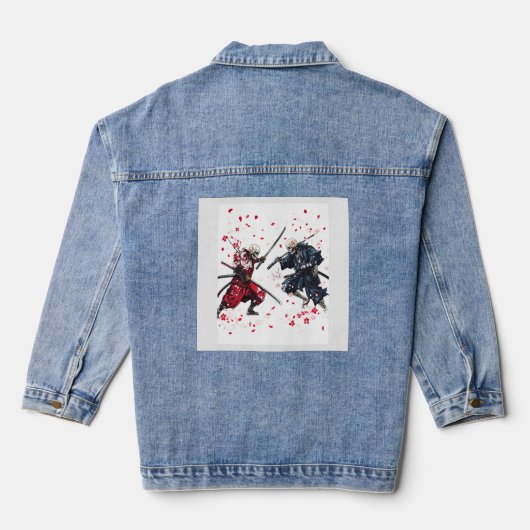 Schädel-Samurai-Duell Jeansjacke (Rückseite)