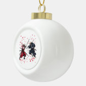 Schädel-Samurai-Duell Keramik Kugel-Ornament (Rechts)