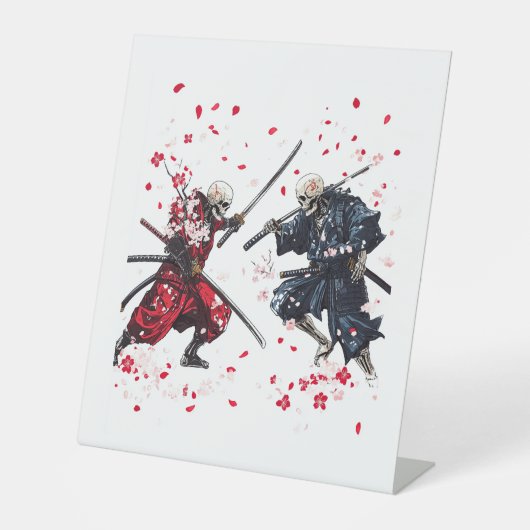 Schädel-Samurai-Duell Sockelschild (Vorderseite)