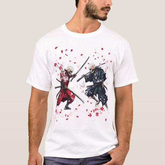 Schädel-Samurai-Duell T-Shirt (Vorderseite)