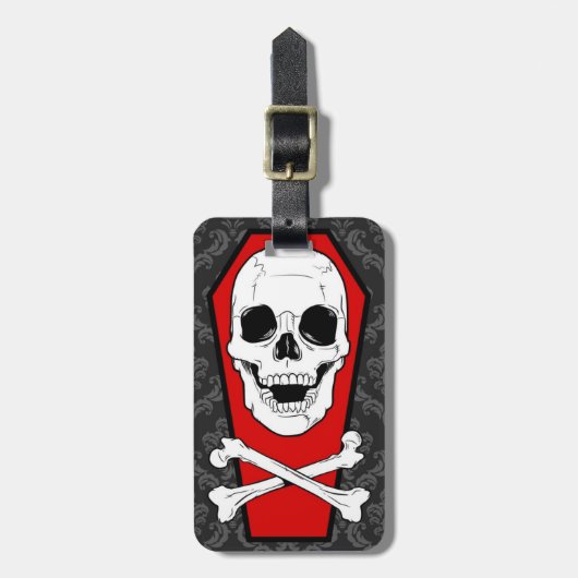 Schädel-Sarg-Gepäck Tage Gepäckanhänger (Vorderseite vertikal)