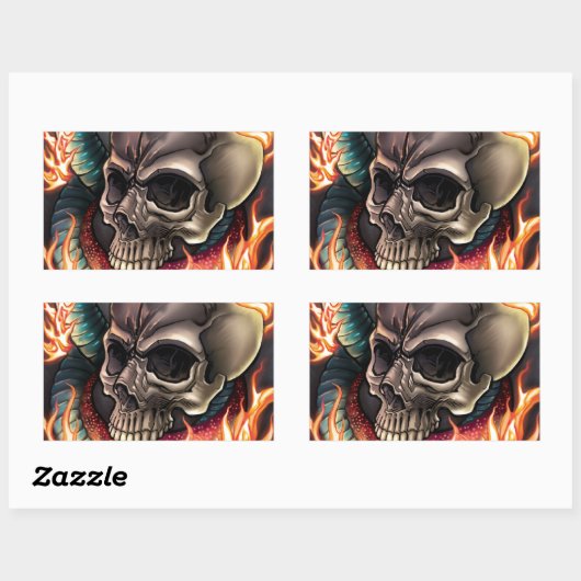 Schädel + Schlange Rechteckiger Aufkleber (Blatt)