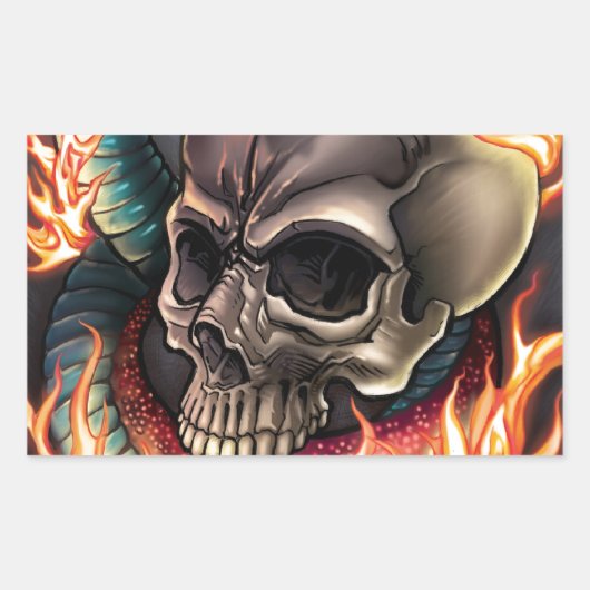 Schädel + Schlange Rechteckiger Aufkleber (Vorderseite)