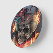 Schädel + Schlange Runde Wanduhr (Winkel)