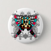 Schädel-Schmetterling Button (Vorderseite)