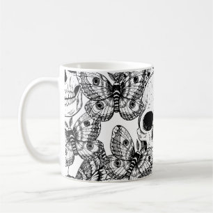 Schädel, Schmetterlinge: handgezeichnet Vintages M Kaffeetasse
