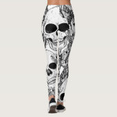 Schädel, Schmetterlinge: handgezeichnet Vintages M Leggings (Rückseite)