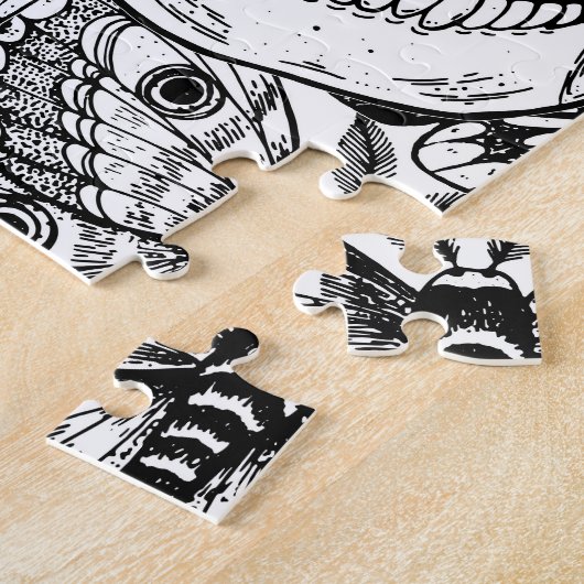 Schädel, Schmetterlinge: handgezeichnet Vintages M Puzzle (Seite)