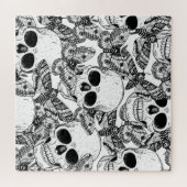 Schädel, Schmetterlinge: handgezeichnet Vintages M Puzzle (Horizontal)