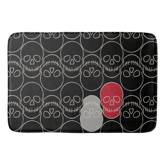 Schädel - Schwarz-Bein-Weiß Badematte (Vorderseite)