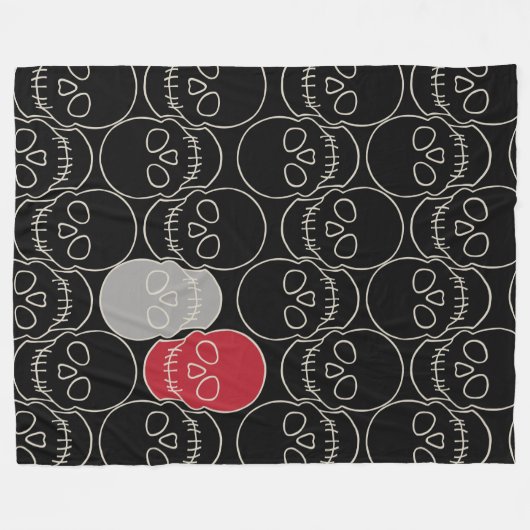 Schädel - Schwarz-Bein-Weiß Fleecedecke (Vorderseite (Horizontal))