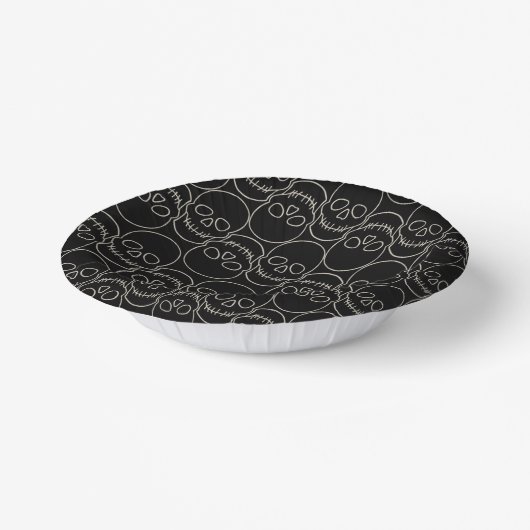 Schädel - Schwarz-Bein-Weiß Pappteller (Gewinkelt)