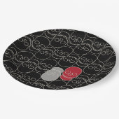 Schädel - Schwarz-Bein-Weiß Pappteller (Schrägansicht)