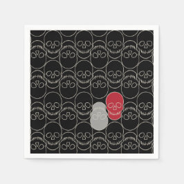 Schädel - Schwarz-Bein-Weiß Serviette