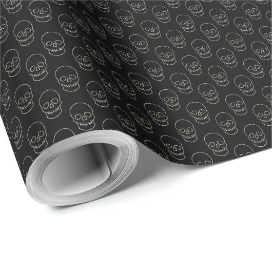 Schädel: Schwarz und Knochen weiß Geschenkpapier (Rolleneckpunkt)