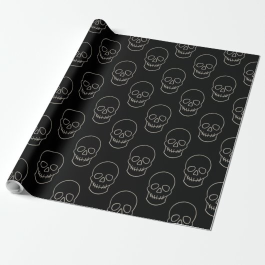 Schädel: Schwarz und Knochen weiß Geschenkpapier (Ungerollt)