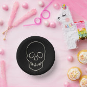 Schädel: Schwarz und Knochen weiß Pappteller (Party)