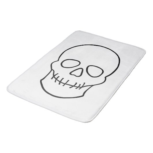 Schädel - Schwarz und Weiß Badematte (Schrägansicht)