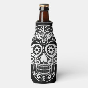 Schädel, schwarz und weiß flaschenkühler