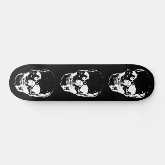 Schädel - Schwarz und Weiß Skateboard (Horizontal)