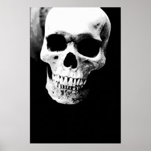 Schädel Schwarz Weiß Fantasy Metal Rock Poster
