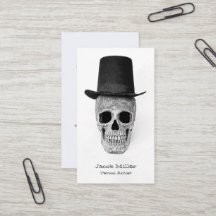 Schädel Schwarz Weiß Gothic Vintage Tattoo Künstle Visitenkarte