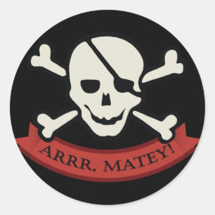 Schädel - schwarzer klassischer runder Aufkleber, Aufkleber