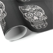 Schädel, schwarzes Silbermetall 04 Geschenkpapier (Rolleneckpunkt)