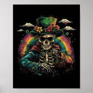 Schädel Skelett - Leprechaun St. Patrick's Day Hei Poster