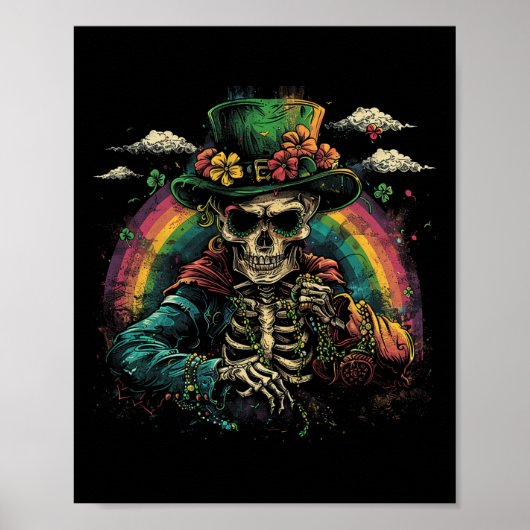 Schädel Skelett - Leprechaun St. Patrick's Day Hei Poster (Vorne)