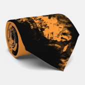 Schädel-Spritzer-Krawatte in orange Halloween Krawatte (Gerollt)