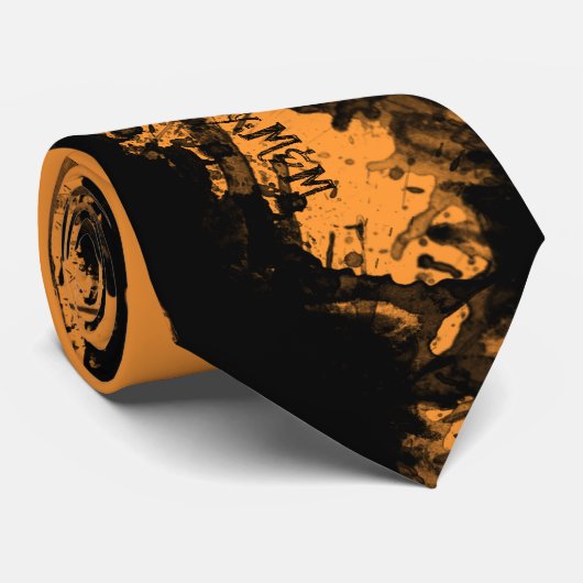 Schädel-Spritzer-Krawatte in orange Halloween Krawatte (Gerollt)
