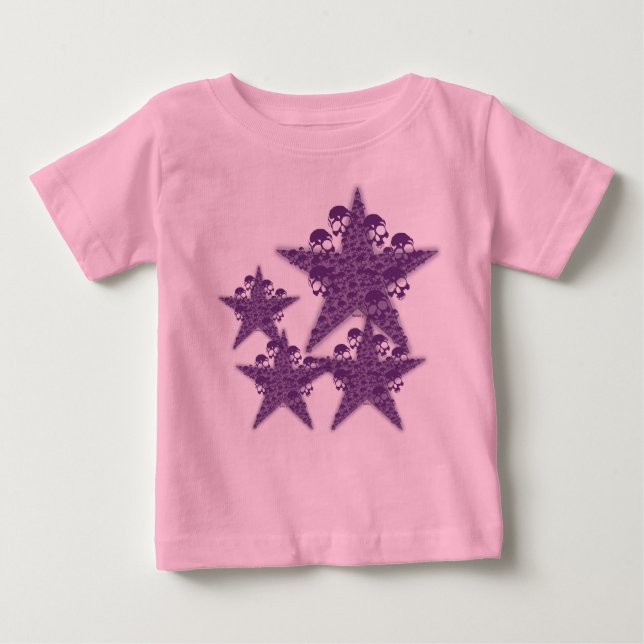 Schädel-Sterne lila K Baby T-shirt (Vorderseite)