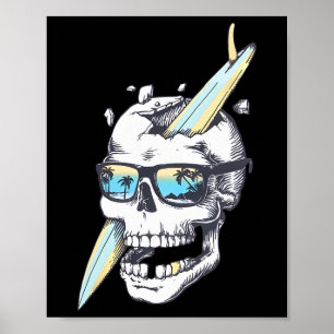 Schädel-Surfing-Sommer-Vibes-Strand-Skelett-Meer-M Poster