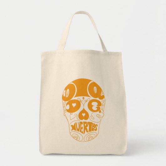 Schädel-Tasche Dia De Los Muertos Orange Tragetasche (Vorne)
