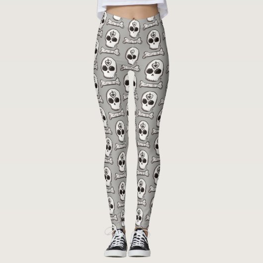 Schädel-Tätowierung Leggings (Vorderseite)