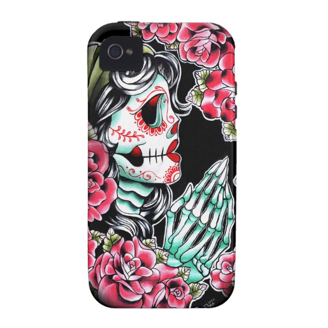 Schädel-Tätowierungs-Blitz Dia De Los Muertos Case-Mate iPhone Hülle (Rückseite)