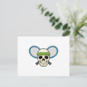 Schädel Tennis Tennisschläger Postkarte (Stehend Vorderseite)