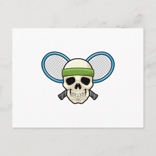 Schädel Tennis Tennisschläger Postkarte (Vorderseite)
